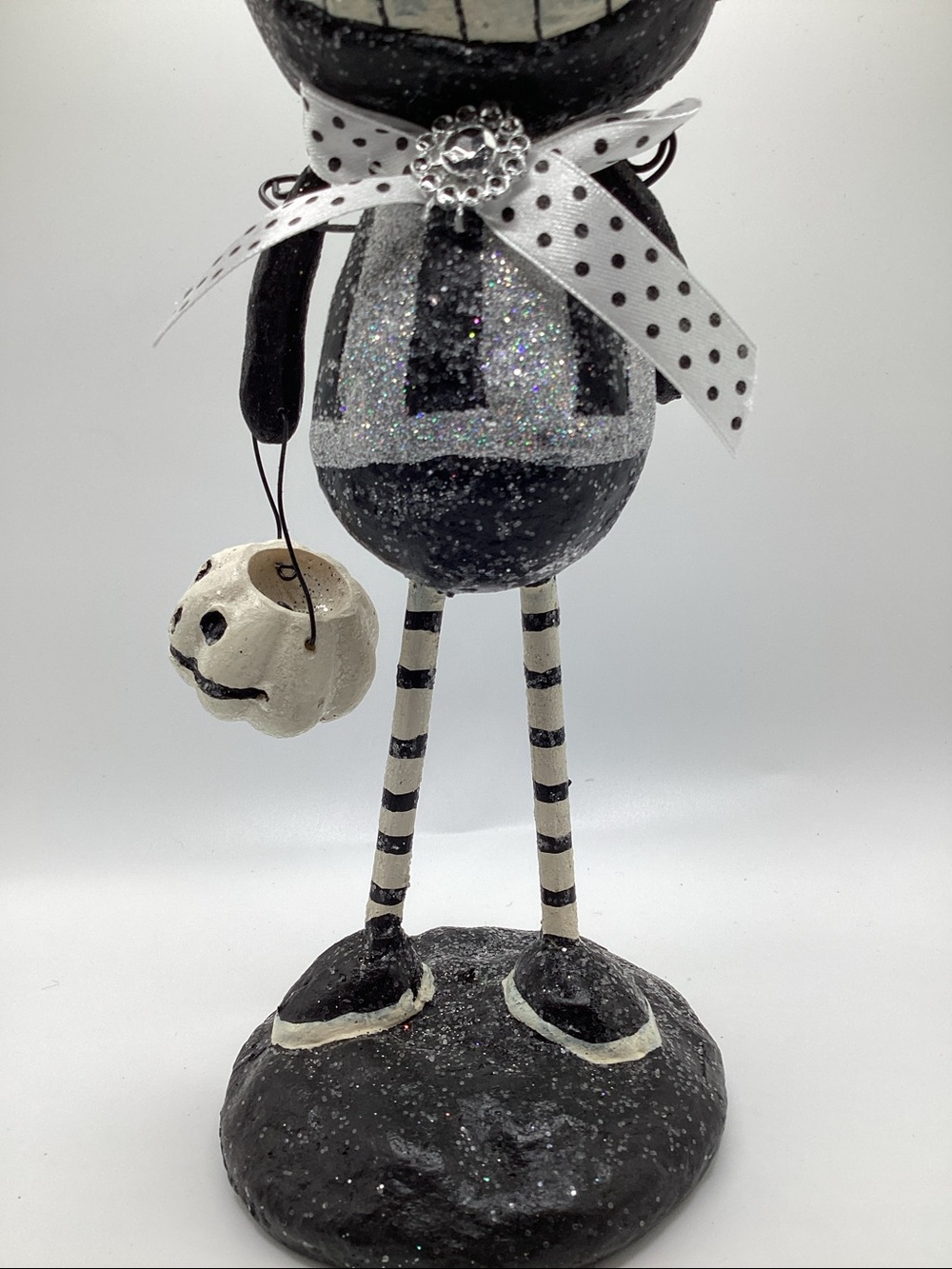 Halloween Bling Black Cat Holding Bucket Whimsical Decor - Picture 3 of 9